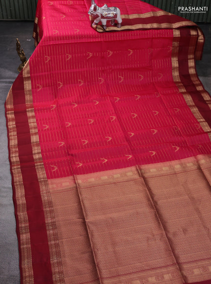 Pink & Maroon Kanchipuram Soft Silk Saree