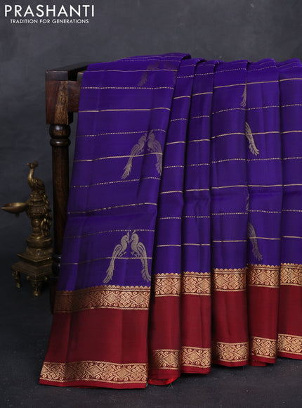 Violet & Maroon Kanchipuram Soft Silk Saree
