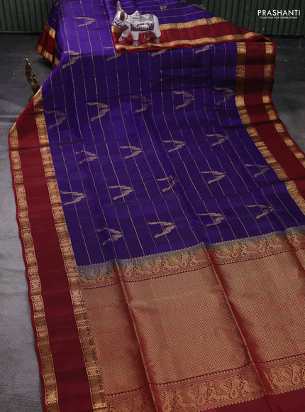 Violet & Maroon Kanchipuram Soft Silk Saree