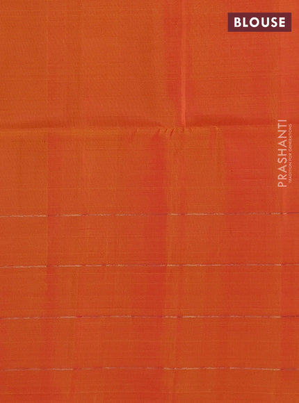 Red & Mango Yellow Kanchipuram Soft Silk - Buttas