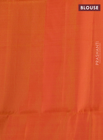 Candy Pink & Mango Yellow Kanchipuram Soft Silk - Buttas