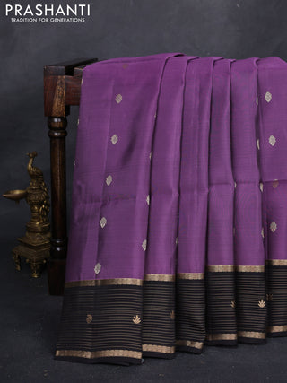 Pastel Purple & Wine Kanchipuram Soft Silk - Buttas