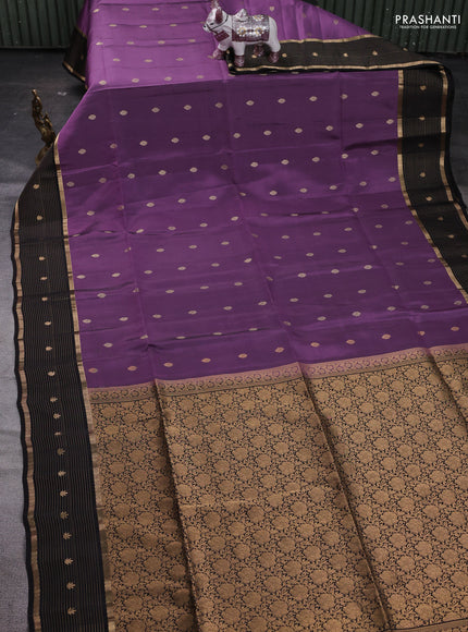 Pastel Purple & Wine Kanchipuram Soft Silk - Buttas