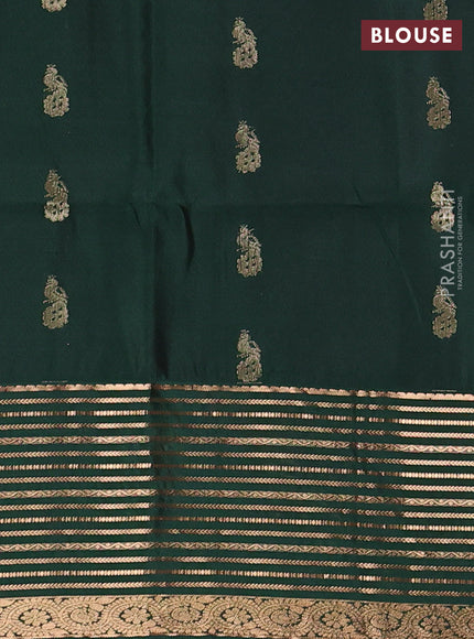 Rust & Bottle Green Kanchipuram Soft Silk - Buttas
