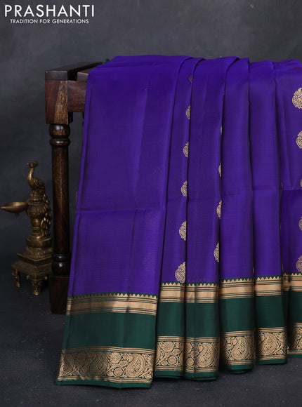 Violet & Green Kanchipuram Soft Silk - Buttas