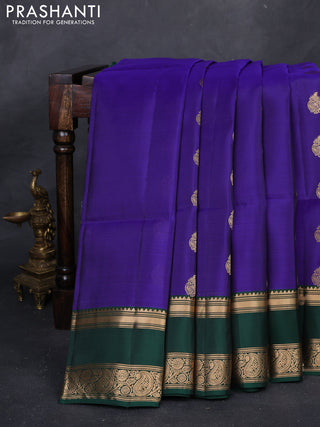 Violet & Green Kanchipuram Soft Silk - Buttas