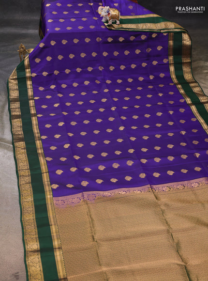 Violet & Green Kanchipuram Soft Silk - Buttas