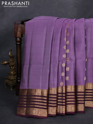 Pastel Purple & Wine Kanchipuram Soft Silk - Checks