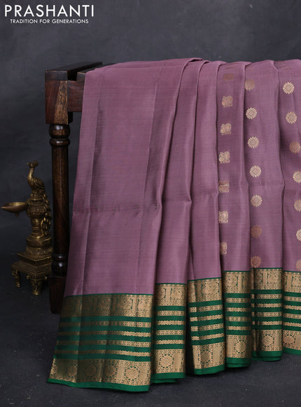 Mauve Pink & Green Kanchipuram Soft Silk - Buttas