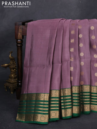 Mauve Pink & Green Kanchipuram Soft Silk - Buttas