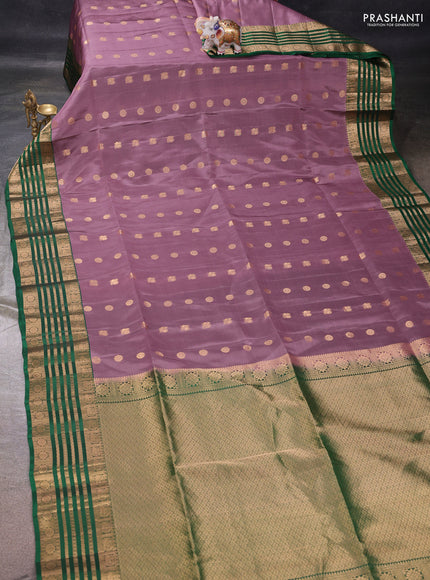 Mauve Pink & Green Kanchipuram Soft Silk - Buttas
