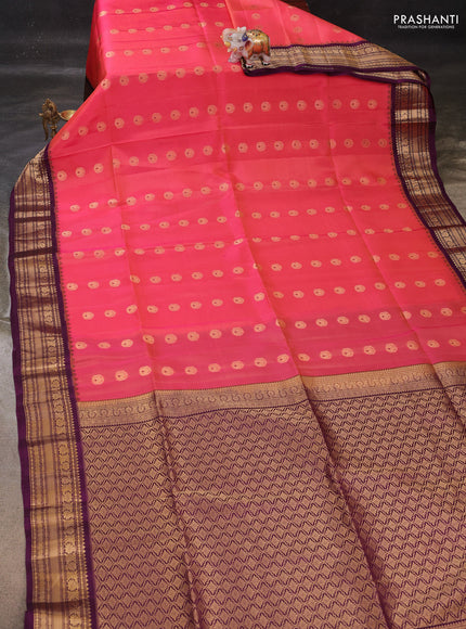 Pink & Purple Kanchipuram Soft Silk - Buttas