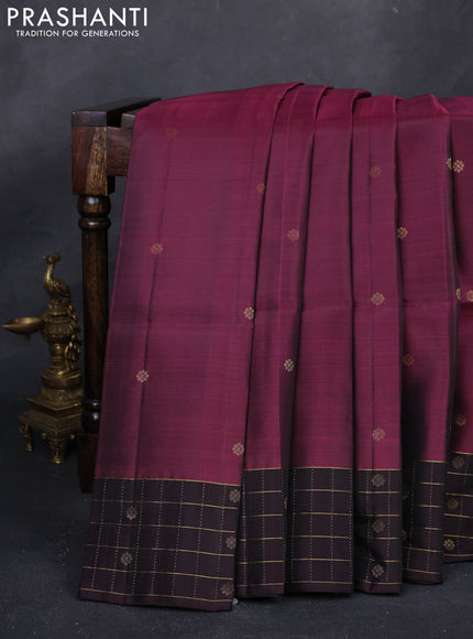 Magenta Pink & Wine Kanchipuram Soft Silk - Buttas