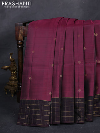Magenta Pink & Wine Kanchipuram Soft Silk - Buttas