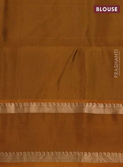 Purple & Mustard Yellow Kanchipuram Soft Silk - Buttas