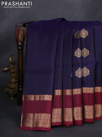 Blue & Magenta Pink Kanchipuram Soft Silk - Buttas