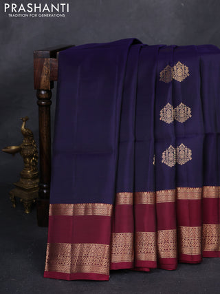 Blue & Magenta Pink Kanchipuram Soft Silk - Buttas