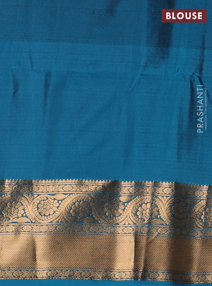 Coffee Brown & Cs Blue Kanchipuram Soft Silk - Checks