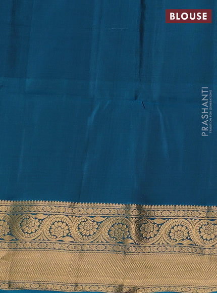 Mustard & Blue Kanchipuram Soft Silk - Checks