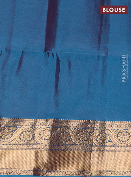 Mustard & Cs Blue Kanchipuram Soft Silk - Checks