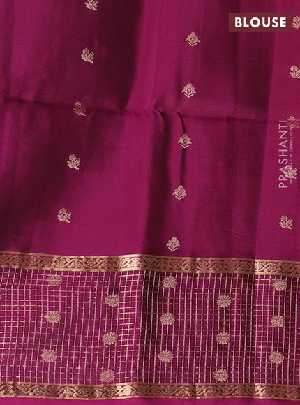 Bottle Green & Magenta Pink Kanchipuram Soft Silk - Buttas