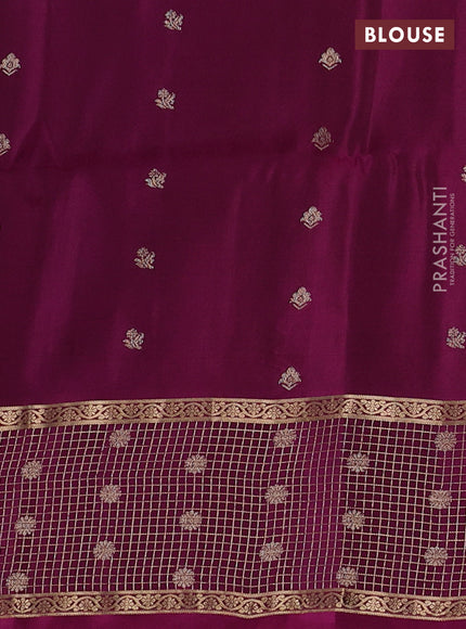 Bottle Green & Magenta Pink Kanchipuram Soft Silk - Buttas