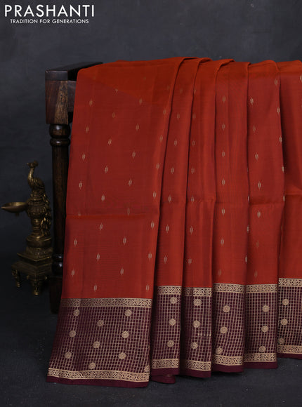 Rust & Wine Kanchipuram Soft Silk - Buttas