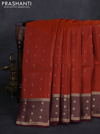 Rust & Wine Kanchipuram Soft Silk - Buttas
