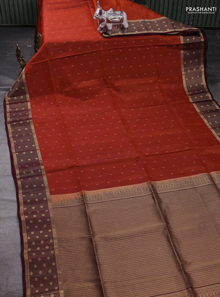 Rust & Wine Kanchipuram Soft Silk - Buttas