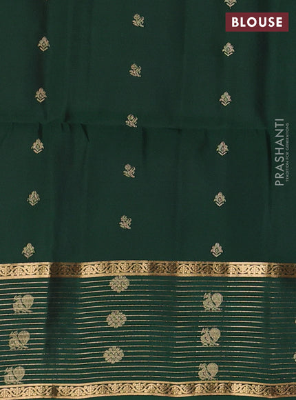 Teal Blue & Bottle Green Kanchipuram Soft Silk - Buttas