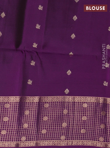 Rust & Purple Kanchipuram Soft Silk - Buttas