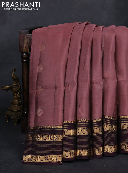 Onion Pink & Wine Kanchipuram Soft Silk - Buttas