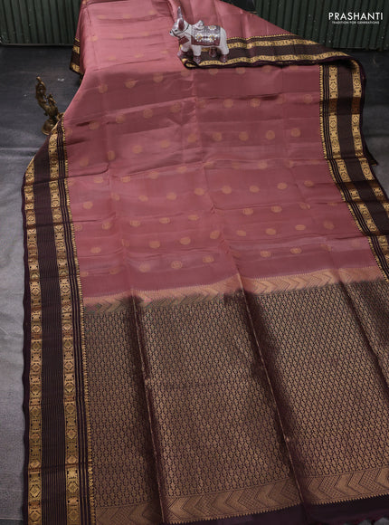 Onion Pink & Wine Kanchipuram Soft Silk - Buttas