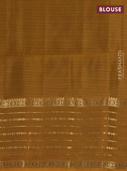 Rust & Mustard Yellow Kanchipuram Soft Silk - Buttas