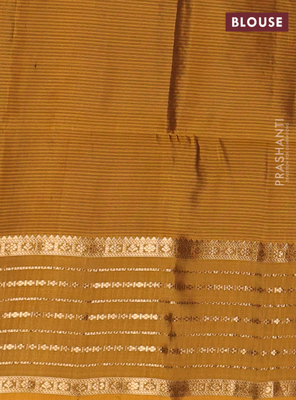 Violet & Mustard Yellow Kanchipuram Soft Silk - Buttas