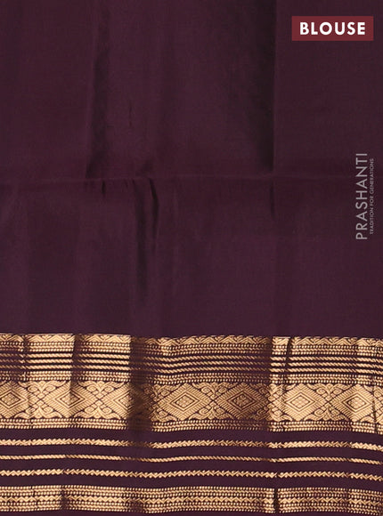 Peacock Blue & Wine Kanchipuram Soft Silk Saree