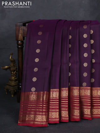 Purple & Maroon Kanchipuram Soft Silk - Buttas