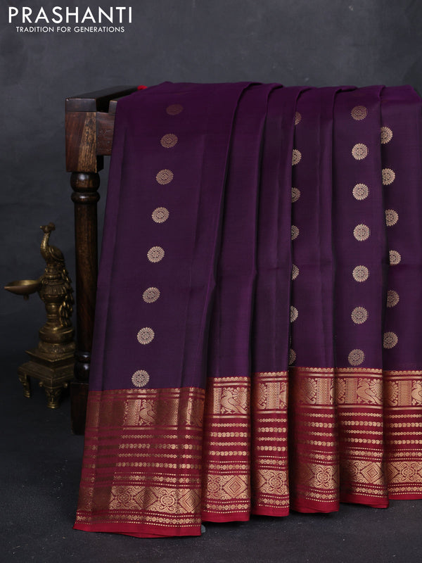 Purple & Maroon Kanchipuram Soft Silk - Buttas
