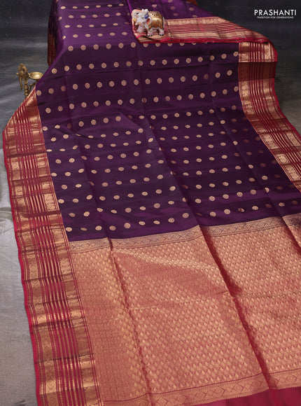 Purple & Maroon Kanchipuram Soft Silk - Buttas