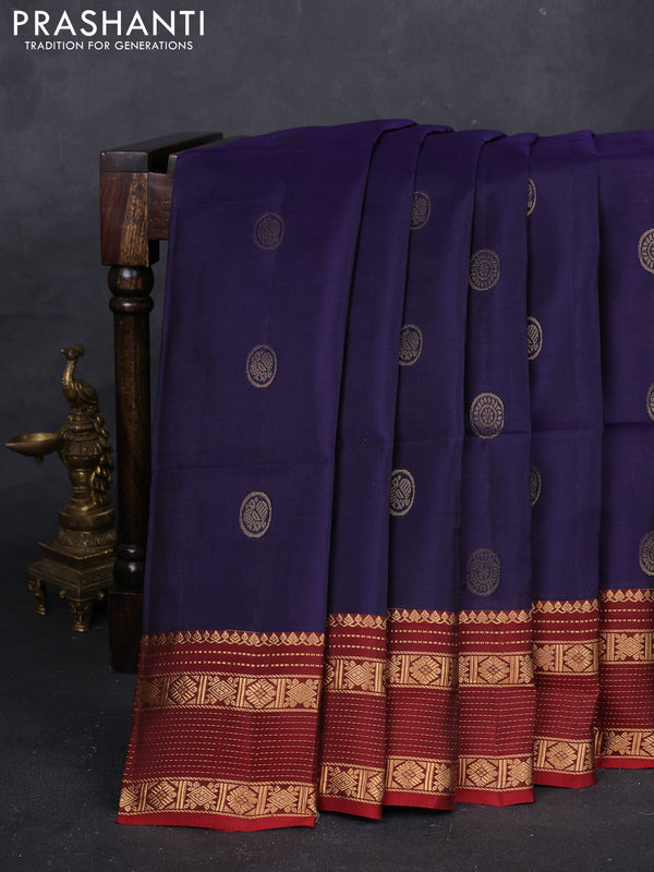 Violet & Maroon Kanchipuram Soft Silk - Buttas
