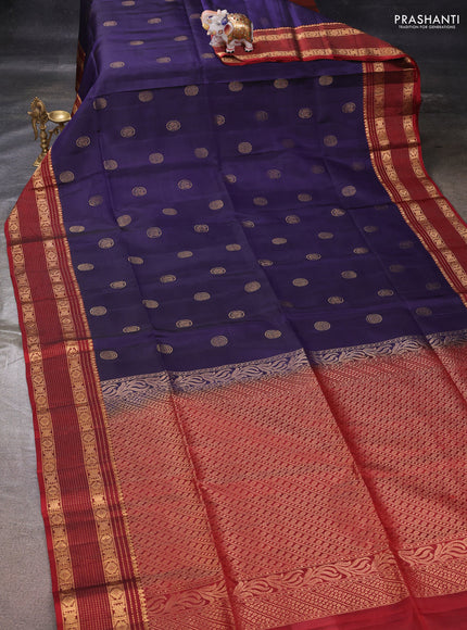 Violet & Maroon Kanchipuram Soft Silk - Buttas