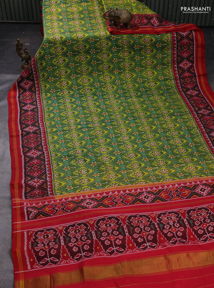 Mehendi Green & Red Rajkot Patola Silk Saree