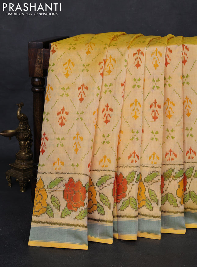 Pale Yellow Rajkot Patola Silk Saree