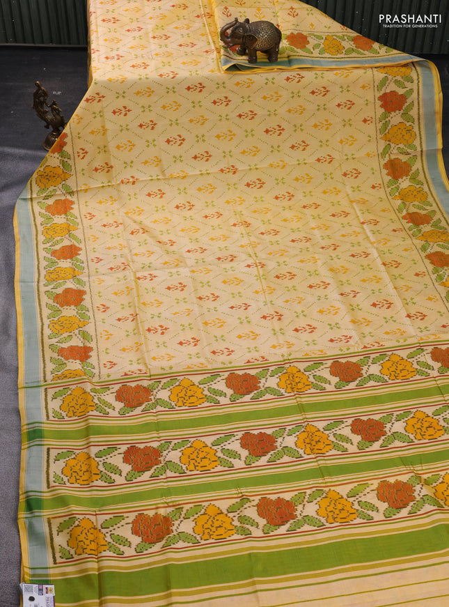 Pale Yellow Rajkot Patola Silk Saree