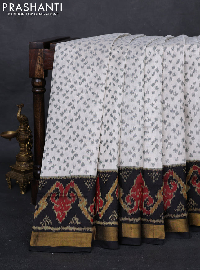 Off White & Black Rajkot Patola Silk Saree