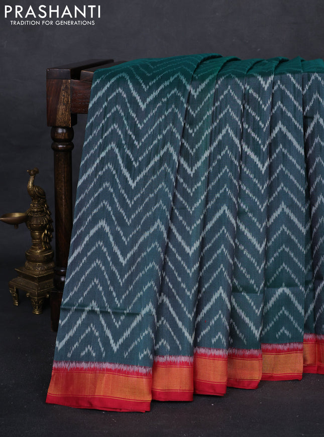 Peacock Green & Red Rajkot Patola Silk Saree
