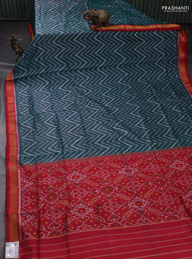 Peacock Green & Red Rajkot Patola Silk Saree