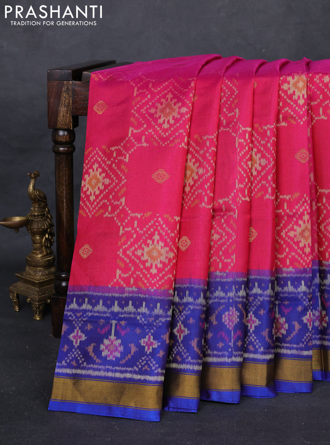 Pink & Blue Rajkot Patola Silk Saree