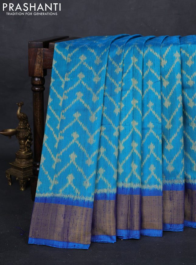 Teal Blue & Blue Rajkot Patola Silk Saree