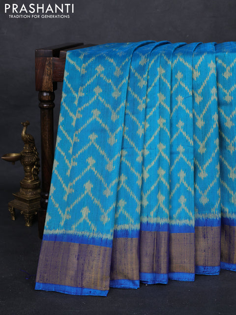 Teal Blue & Blue Rajkot Patola Silk Saree
